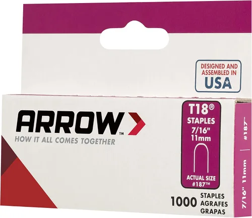 Vista 4 de Arrow Fastener 187 716 pulg. T18, grapas originales de bajo voltaje, 1000 unidades, 186