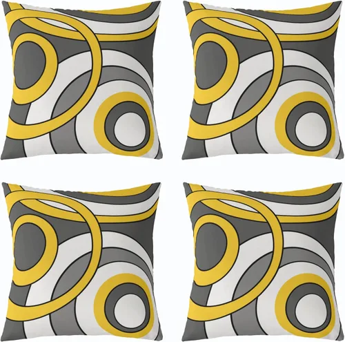 Vista 14 de Erosebridal Paquete de 4 fundas de almohada con diseño de círculos circulares y retro, color verde azulado degradado, fundas de cojín redondas Multi