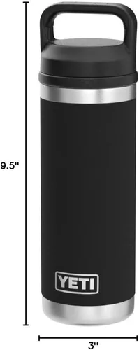 Vista 7 de YETI Rambler Botella de 18 oz, aislada al vacío, de acero inoxidable con tapa Chug, negro