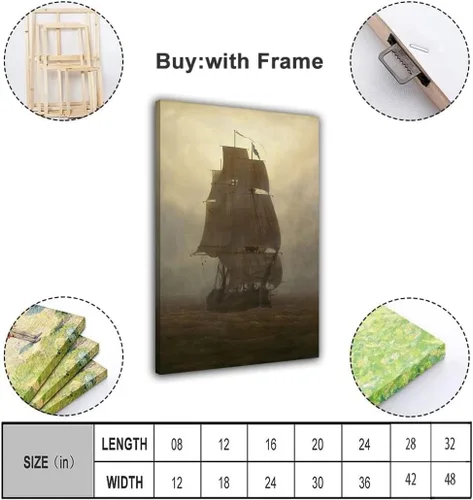 Vista 3 de QUNYAAE Póster de arte en lienzo con diseño de barco pirata, diseño de barco pirata, arte de pared y decoración moderna de dormitorio familiar