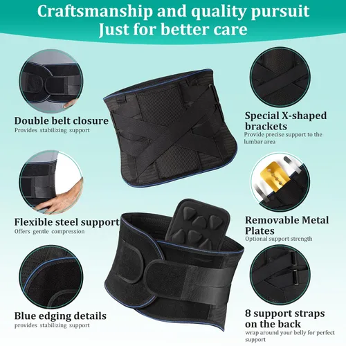 Vista 5 de Soporte de espalda ajustable para dolor de espalda baja y alivio de la ciática, cinturón de soporte lumbar unisex para hernia de disco, corrección