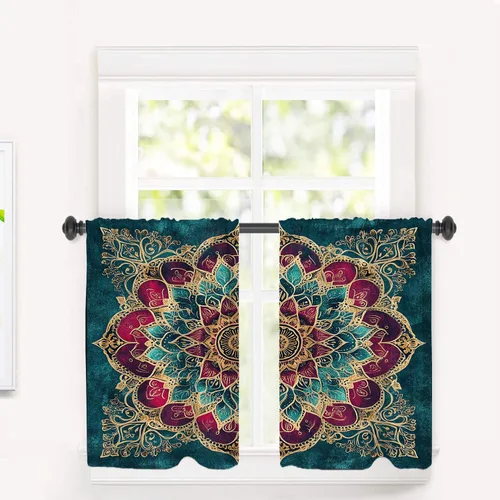 Vista 113 de Cortinas opacas para el océano marítimo, anclas, arte náutico, cortinas de media ventana para cocina con bolsillo para barra, oscurecimiento