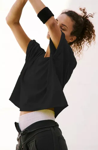 Vista 2 de Camisetas cortas de manga corta para mujer, de algodón, básicas, casuales, atléticas, para yoga, correr, para verano
