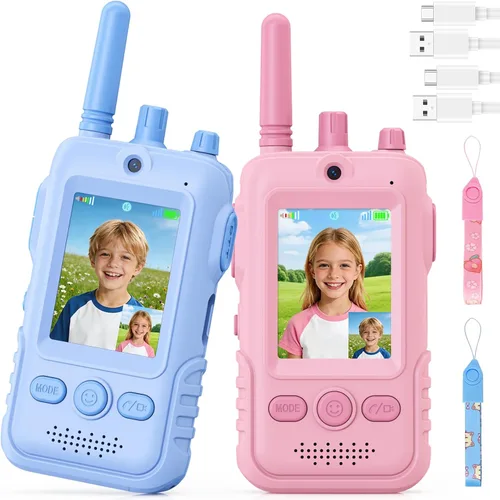 Vista 10 de Walkie Talkies de video para niños - Paquete de 2 recargables Azul