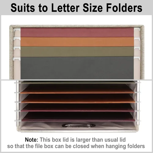 Vista 3 de Graciadeco Caja organizadora de archivos, coleccionista de almacenamiento plegable con tapa para cartas tamaño legal, carpetas colgantes decorativas
