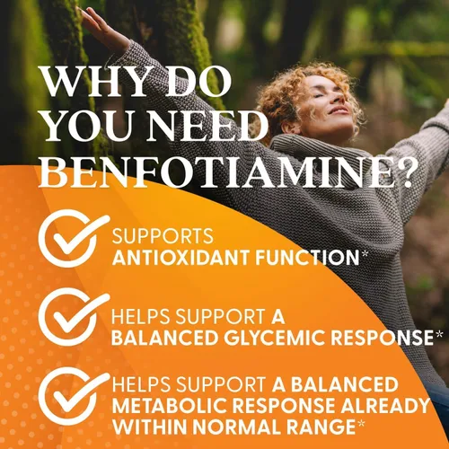 Vista 6 de Doctor's Best Benfotiamine 300 con BenfoPure, ayuda a mantener un metabolismo saludable de la glucosa, sin OMG, vegano, sin gluten, sin soja, 300