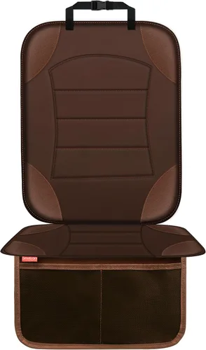 Vista 9 de Sinvitron Protector de Asiento de Coche para Asiento de Niños - Alfombrilla de Cuero Impermeable y Antideslizante con 2 Bolsillos de Malla, Funda