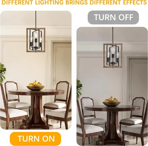 Vista 6 de Candelabro de 3 luces para entrada, moderna lámpara de granja para vestíbulo, dormitorio, luces colgantes rústicas para comedor, sala de estar, isla