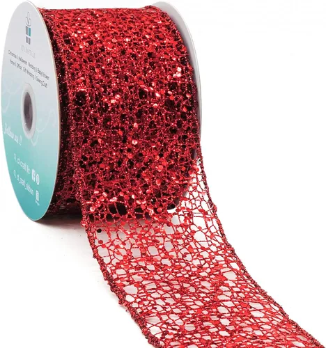 Vista 12 de Cinta con alambre de malla brillante con purpurina de 6 x 10 yardas, color negro para decoración del hogar, lazo para envolver regalos