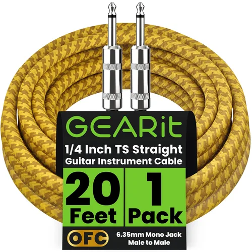 Vista 9 de GEARit Cable de instrumento de audio (10 pies) en ángulo recto a recto de 1/4 de pulgada macho a macho para cable AMP, base y guitarra eléctrica