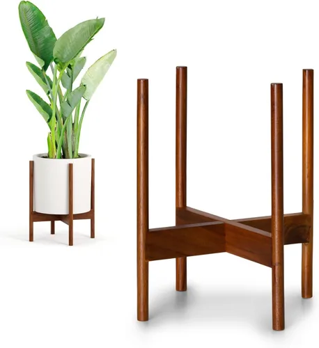 Vista 18 de Fox & Fern - Soporte moderno de medio siglo para maceta, sin maceta de cerámica blanca Plug In Design, Holds 175 lbs, Two High Options, Fixed