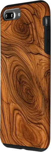 Vista 2 de iPhone 7 Plus/8 Plus elegante estampado de grano de madera marrón intenso estuche con estampado