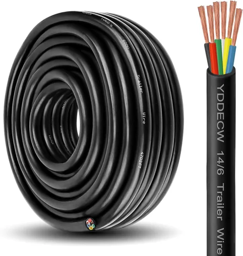 Vista 21 de Cable de Remolque de 4 Vías - Calibre 14, 4 Conductores, 10 Pies, Extensión de Cable Resistente de Cobre Puro, Cordón de Cableado para Remolque RV