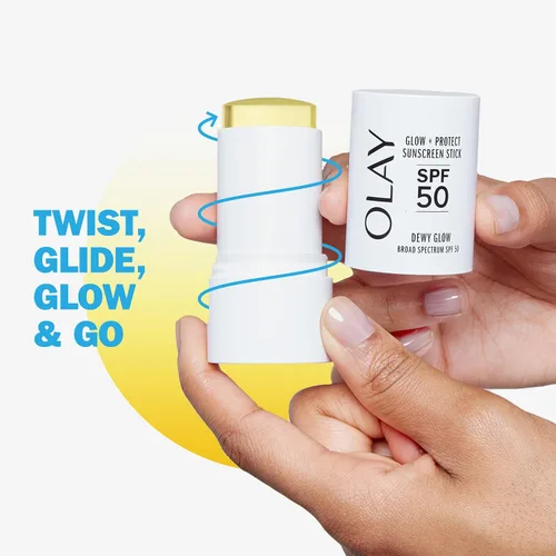 Vista 3 de Olay Glow & Protect - Protector solar facial SPF 50, sin fragancia, 0.5 onzas (0.49 oz), protector solar con acabado rocío con SPF 50 protector