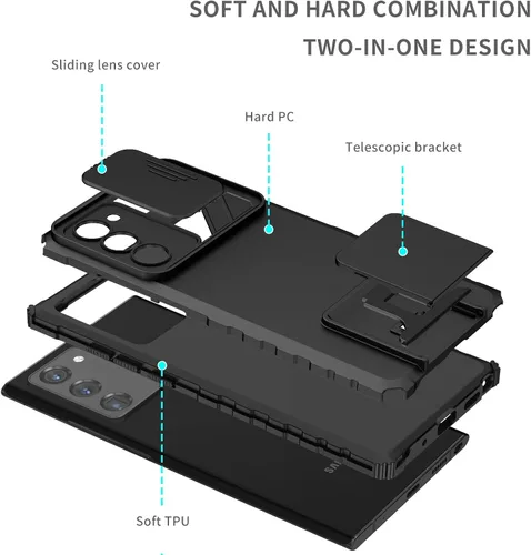 Vista 8 de Asuwish Funda de teléfono para Samsung Galaxy Note 20 Glaxay Note20 5G con protector de pantalla y cubierta deslizante para cámara con función