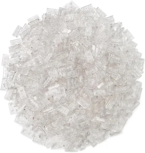 Vista 6 de Basic Parts - Juego de 450 piezas de placa de 1 x 2 pulgadas, azulejos transparentes transparentes, juego clásico de bloques de juego, juguete