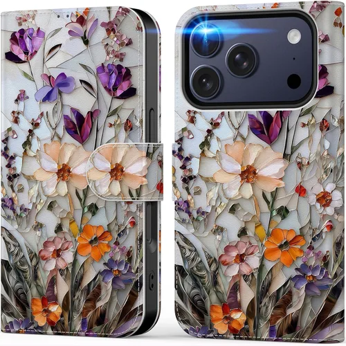 Vista 7 de DEENAKIN Funda tipo cartera para iPhone 15 con tarjetero + clip para efectivo, bloqueo RFID, protección contra caídas de grado militar y obras