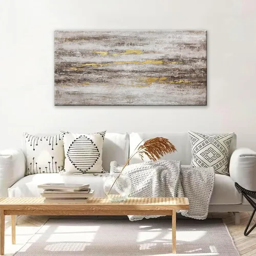 Vista 2 de YISXINOAG Arte Abstracto para Pared Decoración Habitación Grunge Arte Abstracto de Pared Marrón Gris Arte de Lienzo de Pared 20" X 40" Pintura Arte
