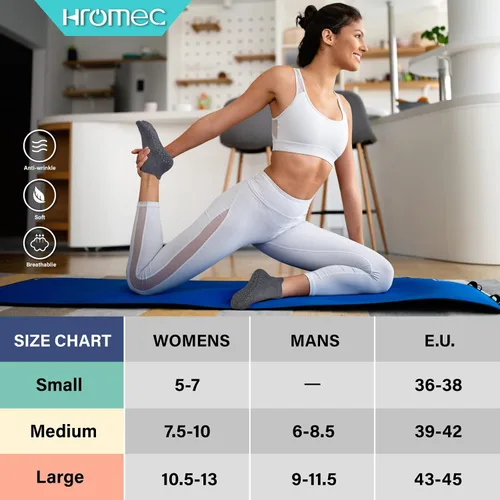 Vista 2 de Calcetines de yoga antideslizantes con agarres para pilates, ballet, barras, descalzos, calcetines antideslizantes para hospitales para mujeres
