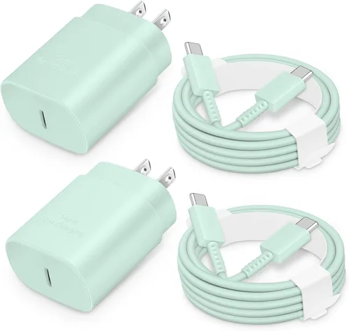 Vista 10 de Bloque de Carga Rápida USB-C de 25W con Cable C a C [Compatible con PD PPS] para Galaxy S24/S23/S22, Pixel 8/7, Z Flip 5, iPhone 17/16/15 - Cargador