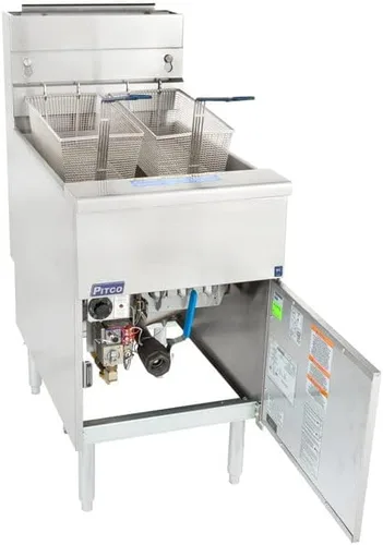 Vista 4 de Pitco SG18-S Freidora de piso de acero inoxidable de 75 lb (SG18-S 75 lb)