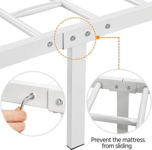 Vista 5 de Yaheetech Base de cama de metal de tamaño Individual de 13 pulgadas con cabecera y plataforma de estribo, Base de cama con almacenamiento,