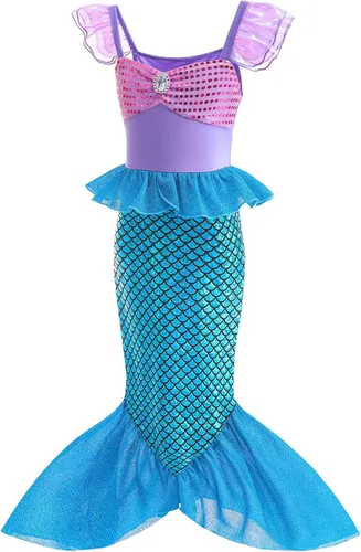 Vista 2 de GZ-LAOPAITOU Little Girls Mermaid Dress Mermaid Costume Halloween Birthday Party Dress Up Outfits with Accessories Wig