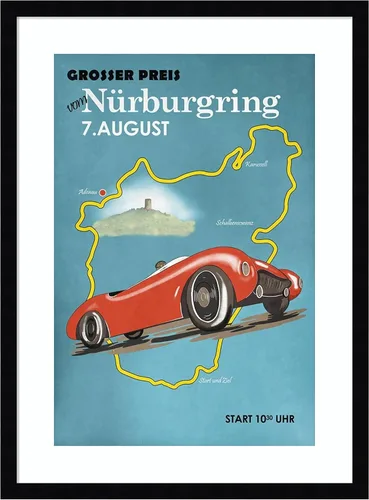 Vista 10 de Amanti Art Impresión artística enmarcada para pared, 24 x 20 pulgadas, Nurburgring Motorcycle Racing por Mark Rogan, arte de pared deportivo