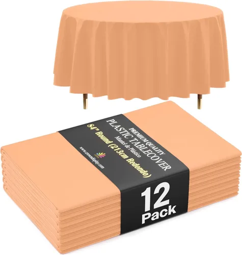 Vista 15 de Exquisite 66% Thicker Premium Aqua Round Tablecloth 0.5 Mil 6 Pack Plastic Table Cloth Disposable 84 Inch Round Plastic Tablecloth Won't Tear Easily