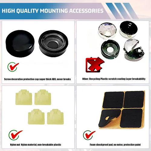Vista 4 de Kit de 4 tornillos para placa de automóvil, de acero inoxidable, impermeable, con almohadillas de espuma antitraqueteo, pernos de montaje