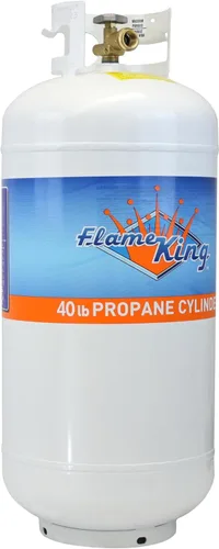 Vista 3 de Flame King YSN-401 cilindro de acero para gas propano con válvula con dispositivo de protección contra desborde tipo 1, 40 libras.
