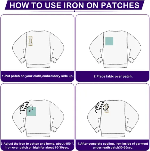 Vista 6 de Kare & Kind Parches de letras para planchar – Parches bordados de felpilla del alfabeto de la A a la Z – Para coser o planchar para ropa, camisas