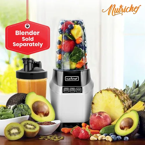 Vista 6 de NutriChef Vaso de mezcla grande de 24 onzas – Piezas de repuesto Contenedor de mezcla Tritan transparente con tapa para sorber y sellar, funciona