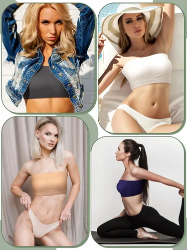 Vista 7 de Bencailor Paquete de 6 brasieres sin tirantes para mujer, brasier bandeau acolchado sin costuras con soporte sin alambre, bralette antideslizante