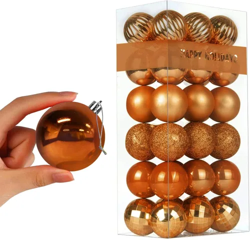 Vista 120 de Esferas pequeñas de bronce de 1.6 pulgadas para decoración del árbol de Navidad, adornos inastillables para cumpleaños, Halloween, vacaciones, boda