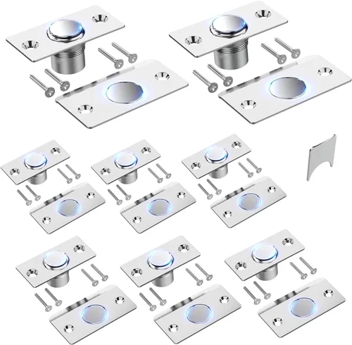 Vista 14 de Mousike Accesorios para atrapar bolas de puerta, cierre magnético oculto ajustable, placa de golpeo de acero inoxidable con fuerte succión, Negro