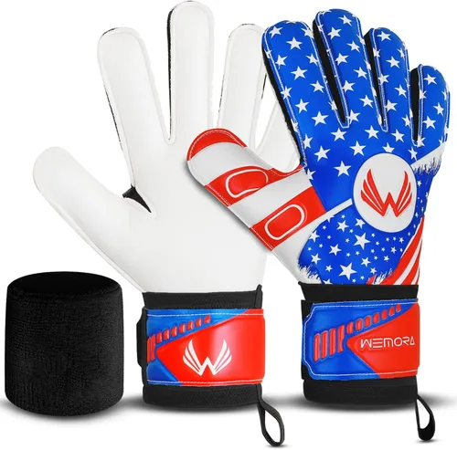 Vista 5 de Guantes de Portero de Fútbol Fingersave para Niños, Jóvenes y Adultos con Palma de Agarre Fuerte de 7.5MM, Espinas Flexibles en los Dedos Guantes