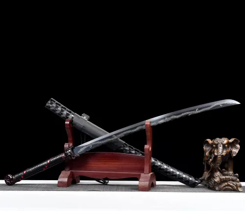 Vista 3 de BJDJ Katana Sword Samurai - Katanas de metal real Quantang Samurai pulido a mano, mango de cabeza de tigre afilado y dominante que puede cortar
