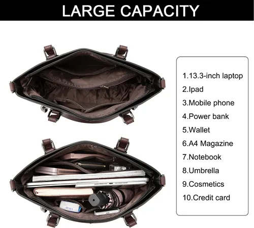 Vista 4 de LOVEVOOK Carteras Bolso Tote para Mujer, Bolsos Grandes de Hombro, Bolsas de Trabajo de Cuero con Múltiples Bolsillos, Bolso Satchel Hobo