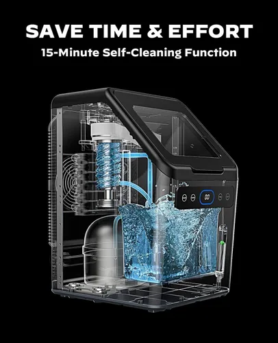 Vista 7 de [Usado] Silonn Nugget Máquinas de Hielo para Encimera, Temporizador Máquina de Hielo de Guijarros con Hielo Suave Masticable, Máquina de Hielo de 44