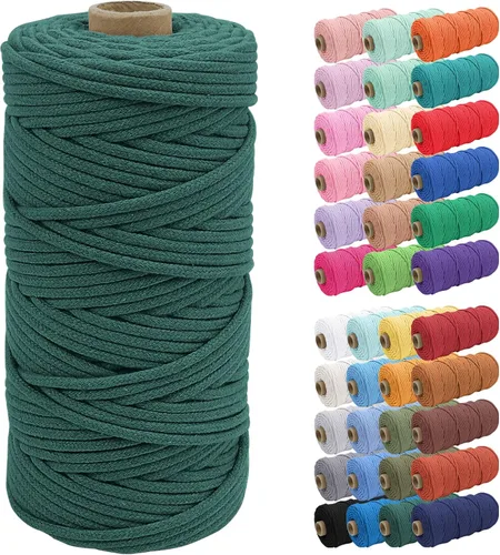 Vista 54 de JeogYong Cuerda de macramé de 0.157 in x 109 yardas, cuerda trenzada de algodón natural, cuerda de macramé para bolsas de ganchillo, colgar