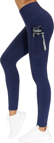 Vista 5 de THE GYM PEOPLE Pantalones de yoga gruesos de cintura alta con bolsillos, control de abdomen, leggings de yoga para mujer