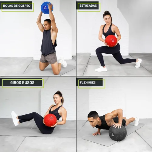 Vista 5 de ProsourceFit Slam Medicine Balls 5, 10, 15, 20, 25, 30, 50lbs Smooth and Tread Textured Grip Dead Weight Balls for Strength and Conditioning
