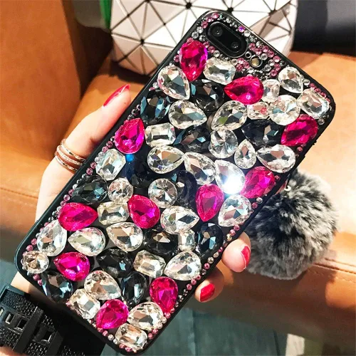 Vista 8 de Funda para Moto Z2, 3D hecha a mano de lujo con piedras brillantes brillantes de cristal y diamantes de imitación para Motorola Moto Z2 blanco