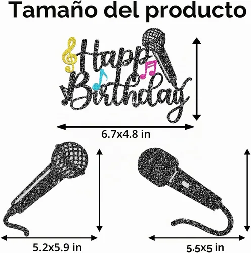 Vista 7 de Palitos de centro de mesa de micrófono con purpurina para decoración de mesa de fiesta, 16 piezas de música KTV, centros de mesa para cumpleaños