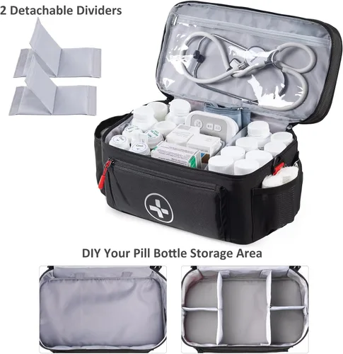 Vista 3 de BAGSFY Organizador de bolsas de medicamentos de viaje, bolsa médica vacía, organizador de botellas de píldoras para el hogar, gran almacenamiento