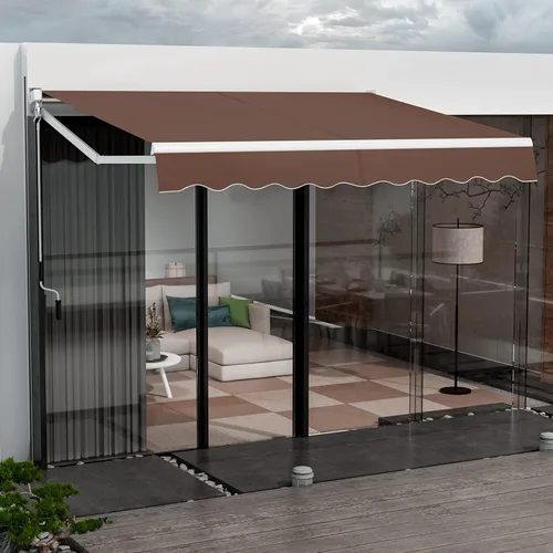 Vista 20 de Giantex Toldo retráctil para patio – Refugio solar de 8 x 6.6 pies con manivela manual fácil, estructura metálica de alta resistencia, toldo Beige
