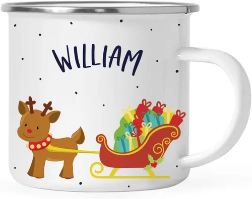 Vista 19 de Andaz Press Taza de café de acero inoxidable con nombre personalizado de 11 onzas para niños, diseño de búho azul festivo, 1 paquete, taza