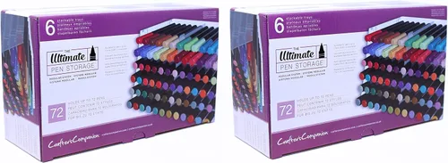 Vista 2 de Crafter's Companion Spectrum Noir The Ultimate - Bandejas de almacenamiento para bolígrafos (transparentes), paquete de 2 juegos de 6 bandejas
