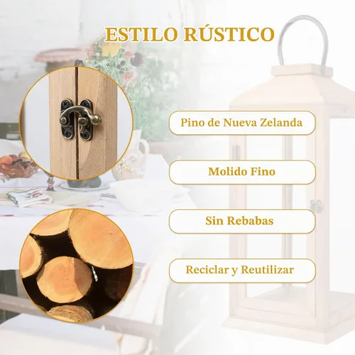 Vista 9 de Bdor Linterna de vela de madera al aire libre de 22,5 pulgadas para porche